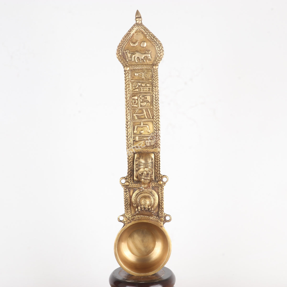 Pooja Spoon with Nandi & Shiva Lingam – Sacred Brass Ritual Ladle