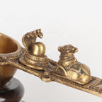 Pooja Spoon with Nandi & Shiva Lingam – Sacred Brass Ritual Ladle