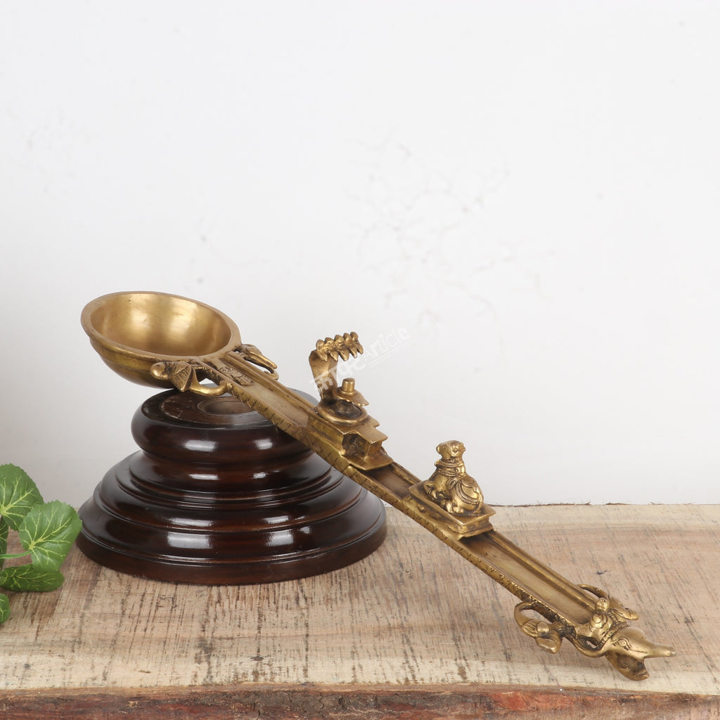 Brass Pooja Spoon with Nandi & Shiva Lingam