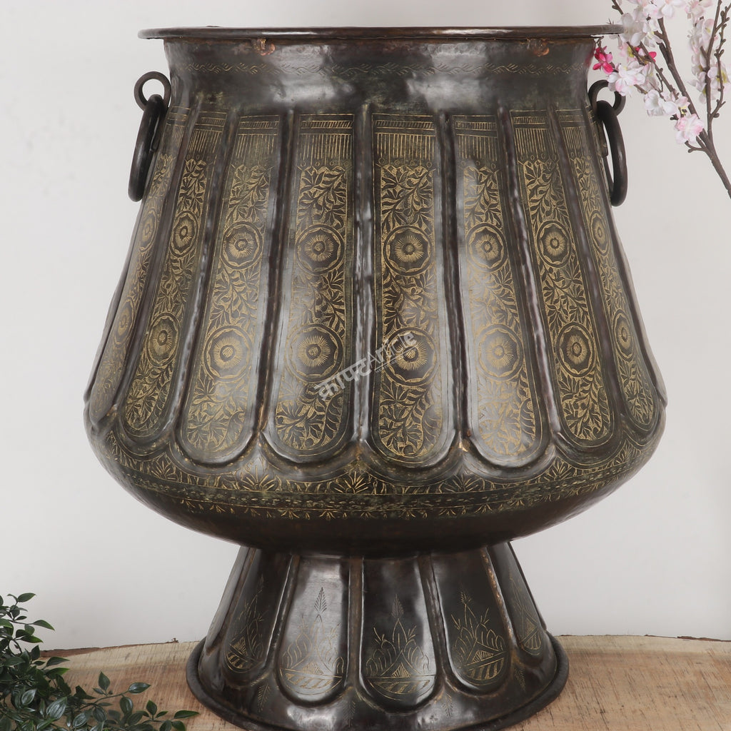 Vintage Handcrafted Brass Large Planter