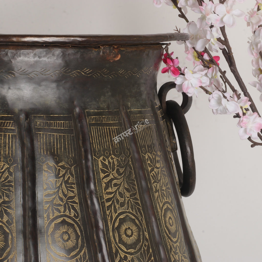 Vintage Handcrafted Brass Large Planter