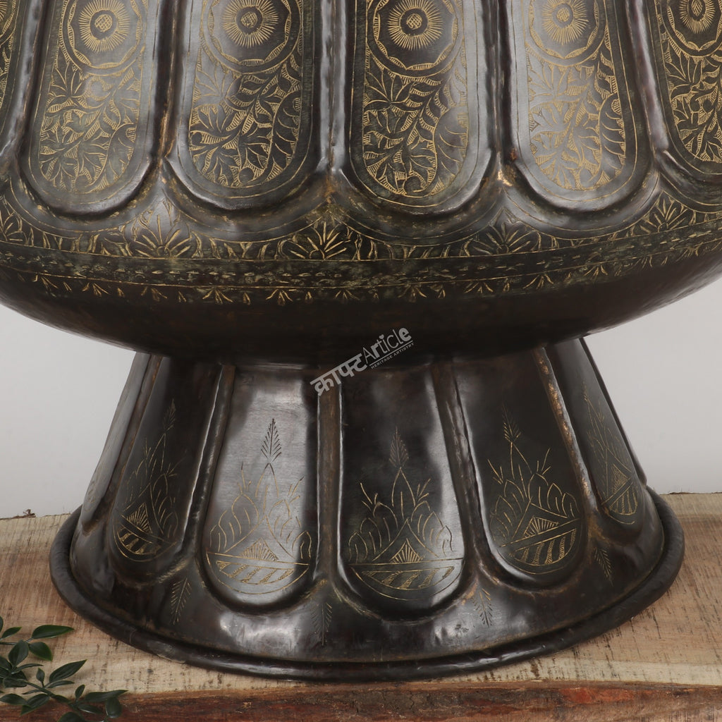 Vintage Handcrafted Brass Large Planter