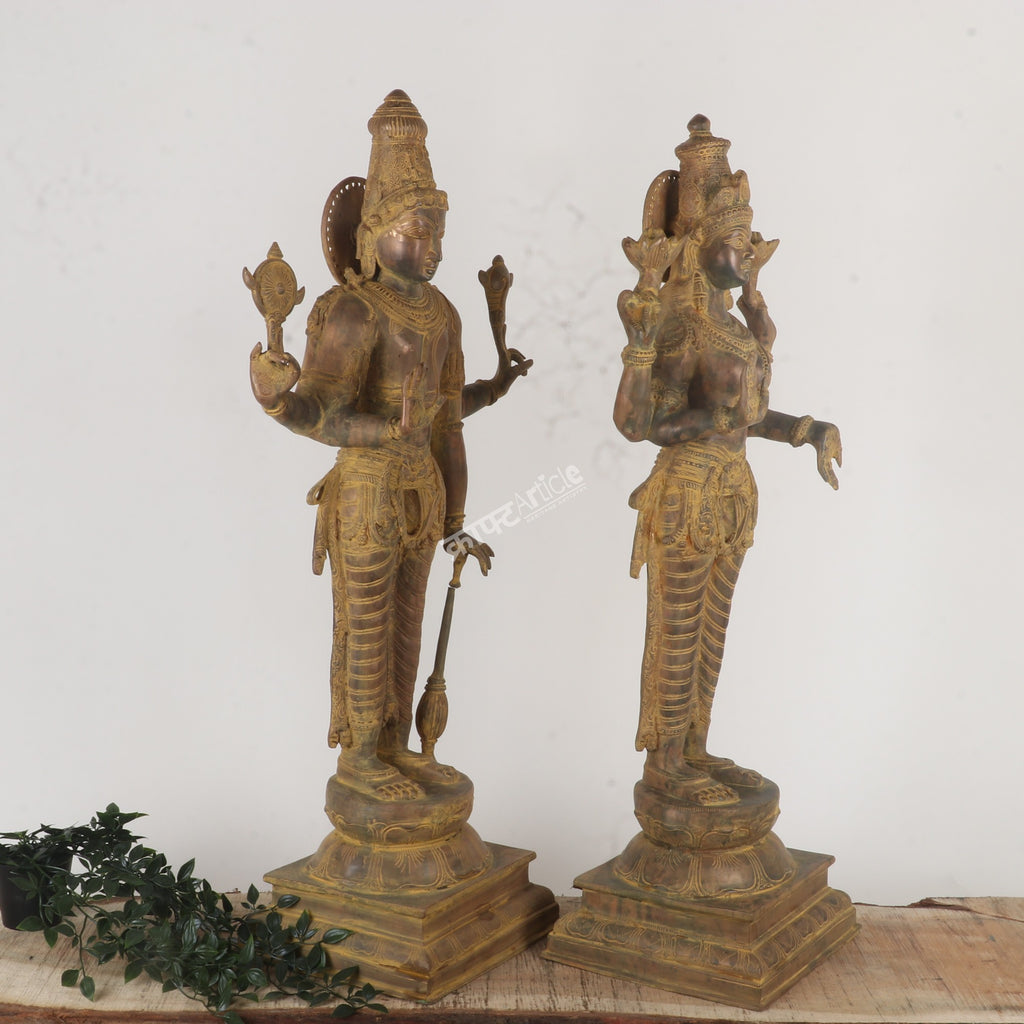 Brass Lord Vishnu Lakshmi Sculpture