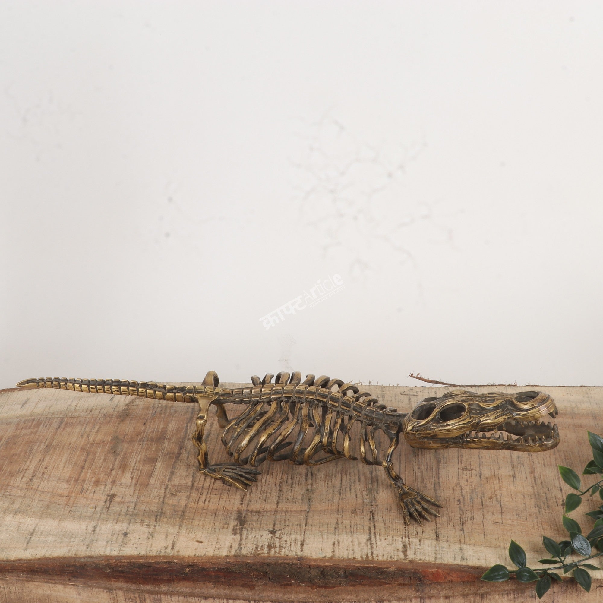 Brass Handcrafted Crocodile Skeletal Décor Accent