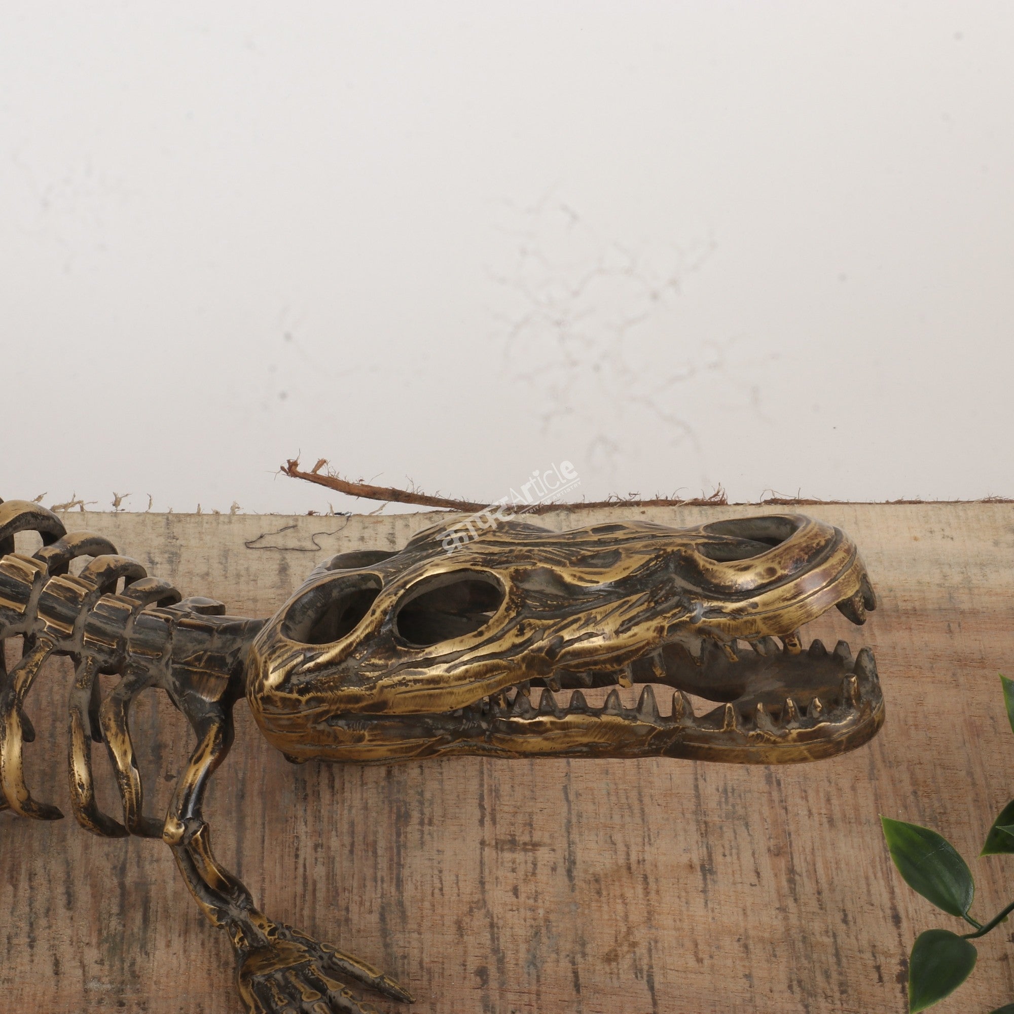 Brass Handcrafted Crocodile Skeletal Décor Accent