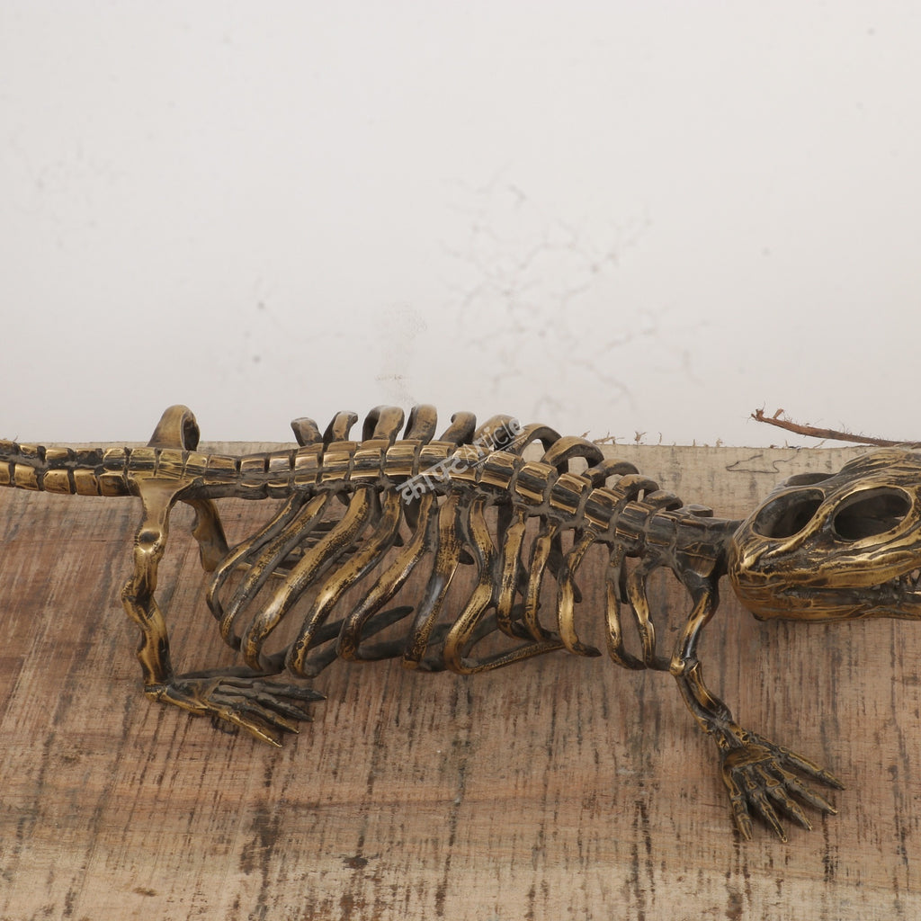 Brass Handcrafted Crocodile Skeletal Décor Accent