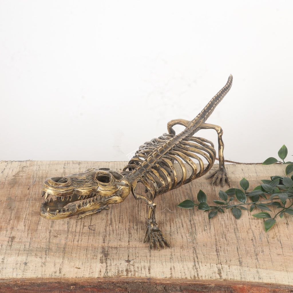 Brass Handcrafted Crocodile Skeletal Décor Accent