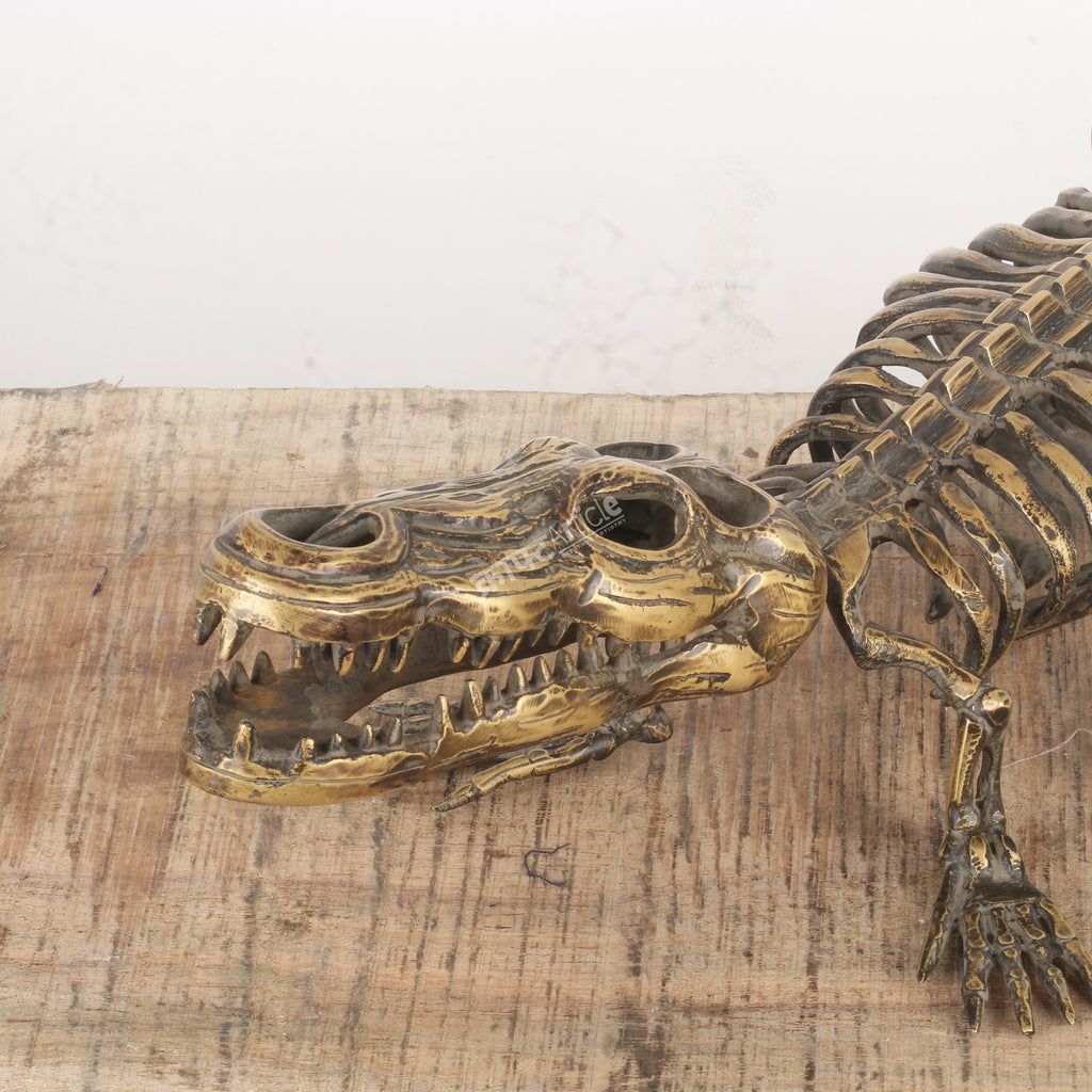 Brass Handcrafted Crocodile Skeletal Décor Accent
