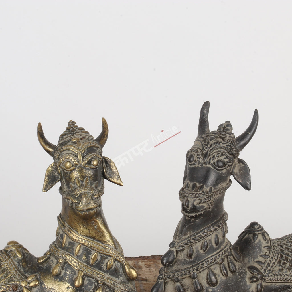 Handcrafted Dokra Tribal Art Nandi (Bull) Pair