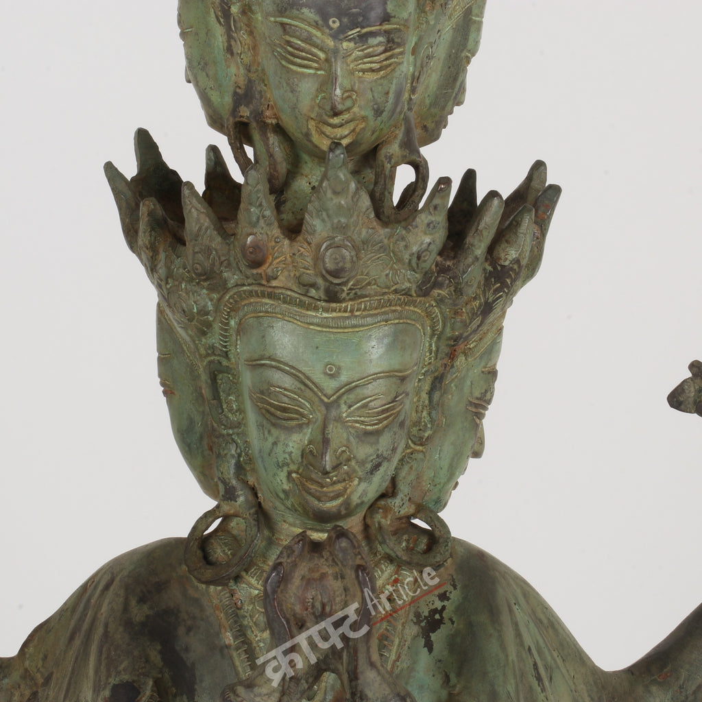 Brass Avalokiteshvara (Bodhisattva of Compassion) Sculpture