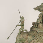 Royal Brass Elephant Procession Sculpture on Wheels