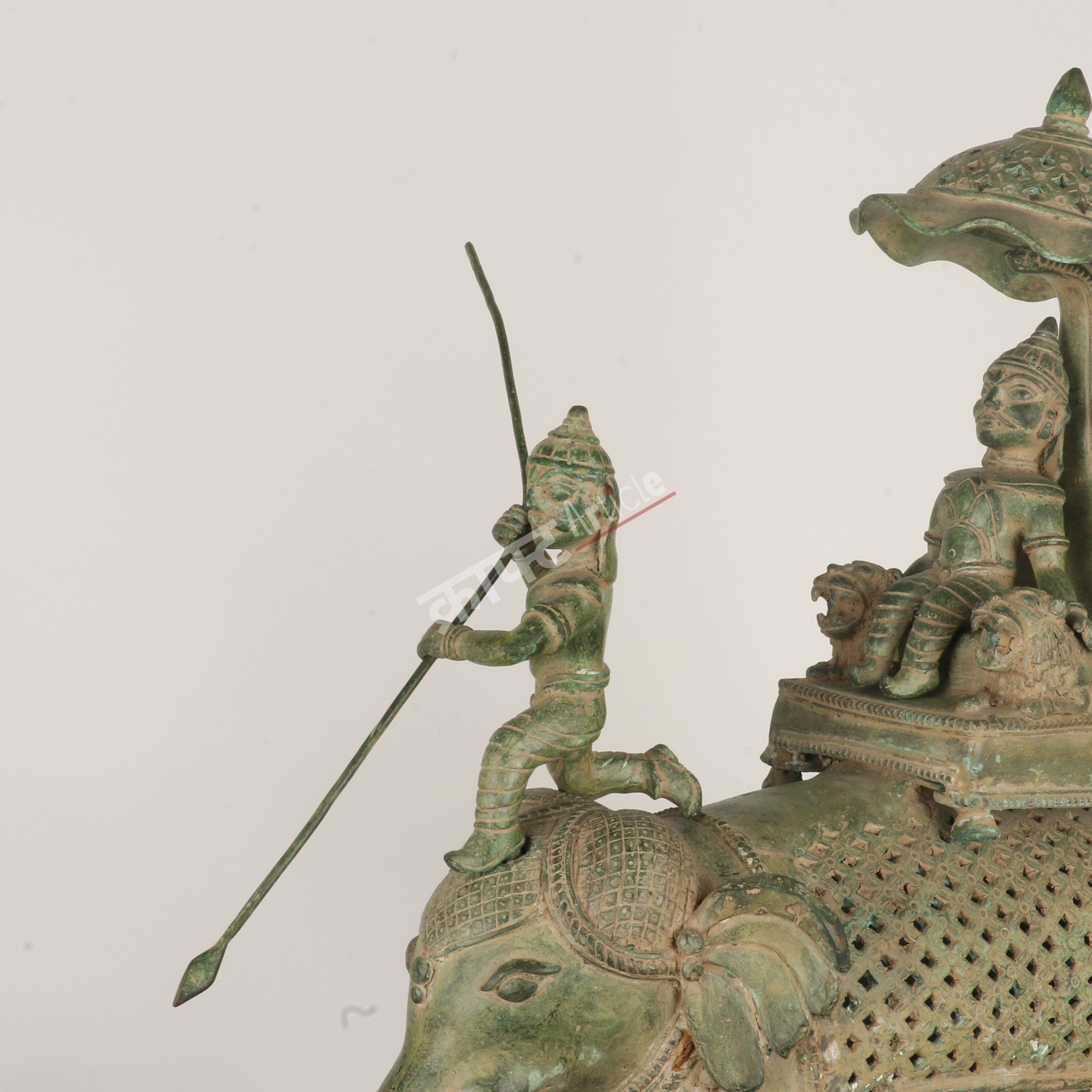 Royal Brass Elephant Procession Sculpture on Wheels