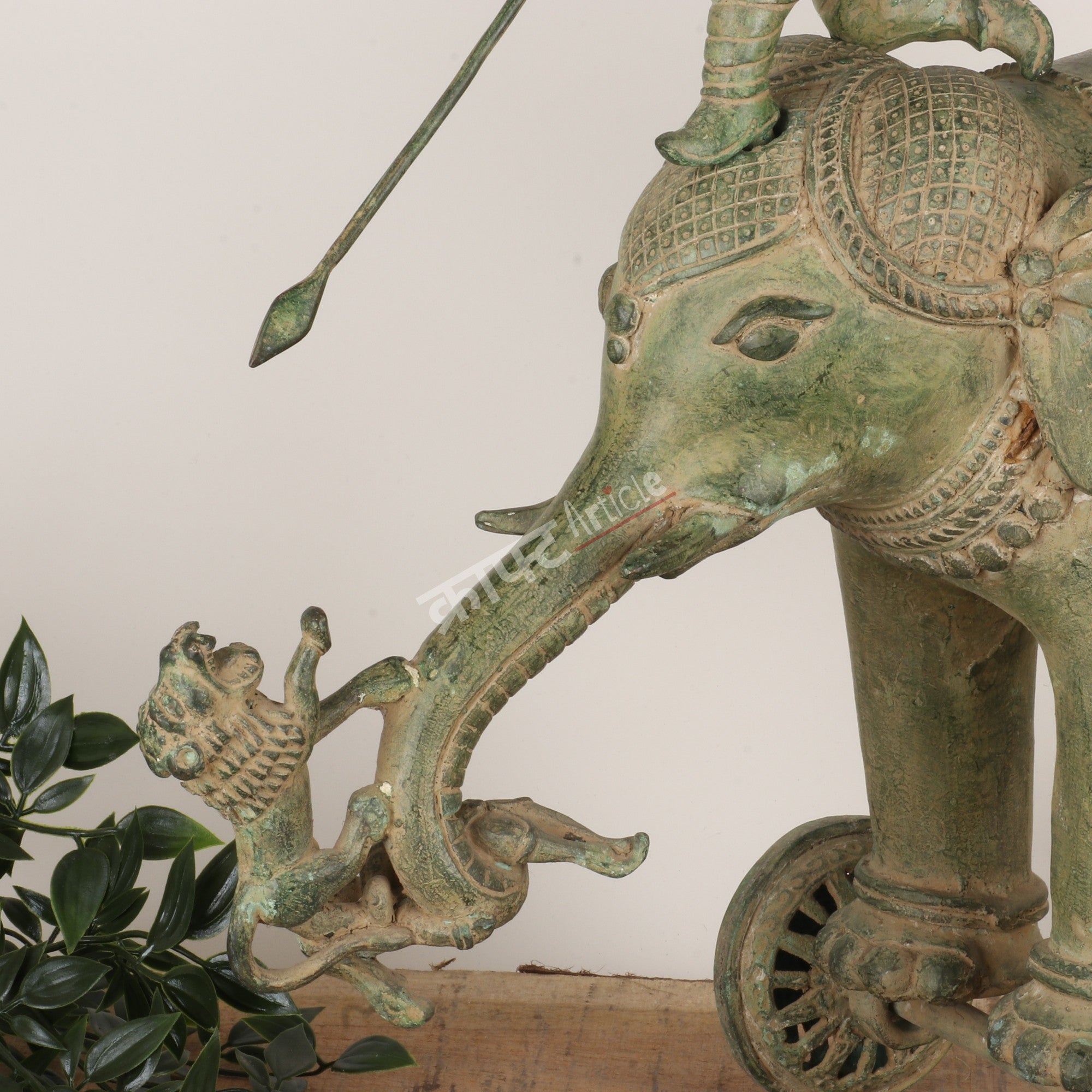 Royal Brass Elephant Procession Sculpture on Wheels
