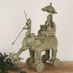 Royal Brass Elephant Procession Sculpture on Wheels