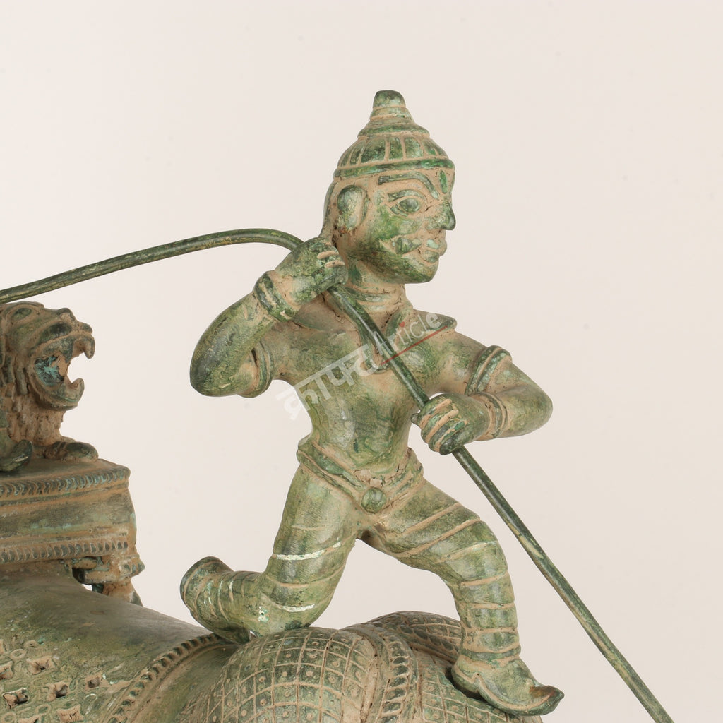 Royal Brass Elephant Procession Sculpture on Wheels