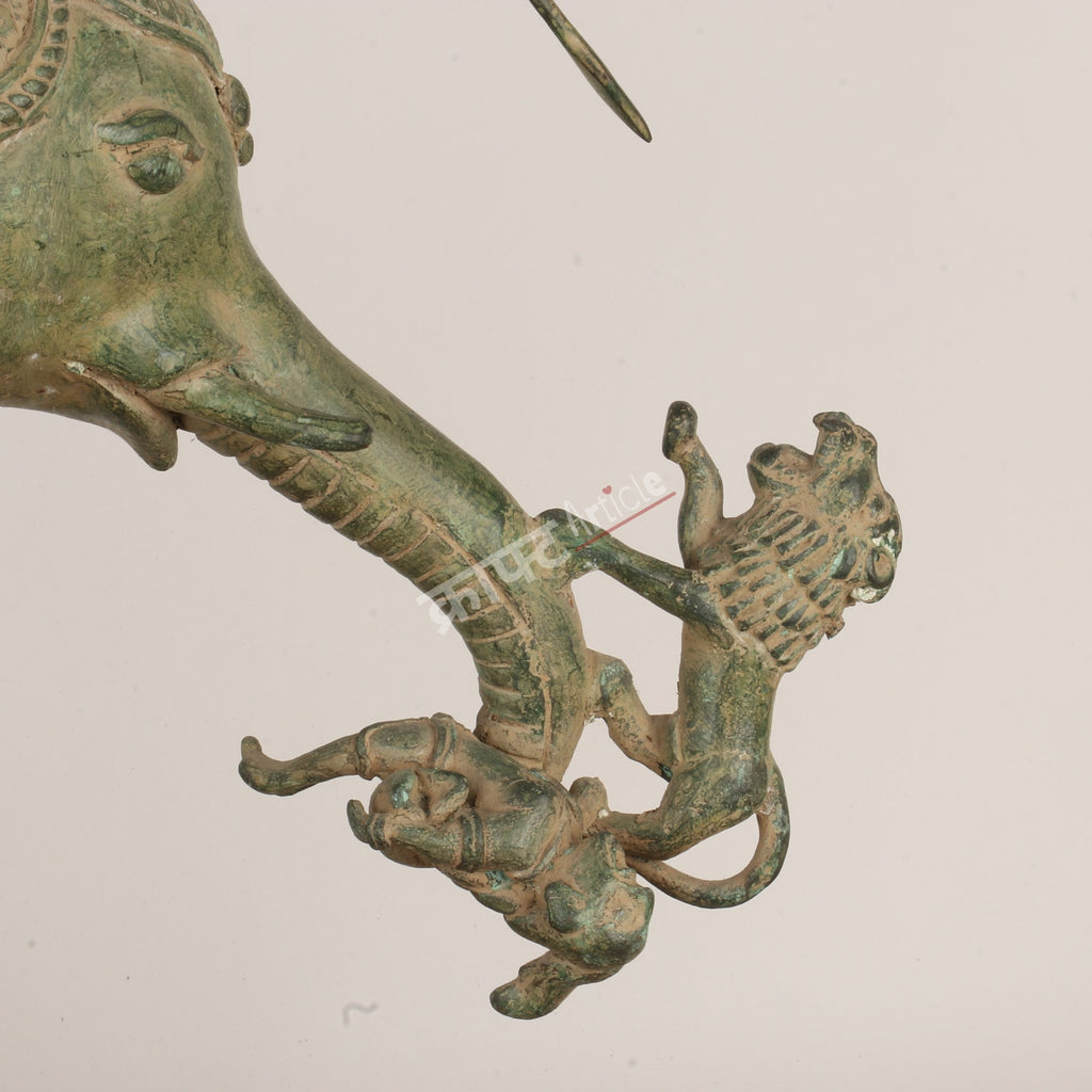 Royal Brass Elephant Procession Sculpture on Wheels