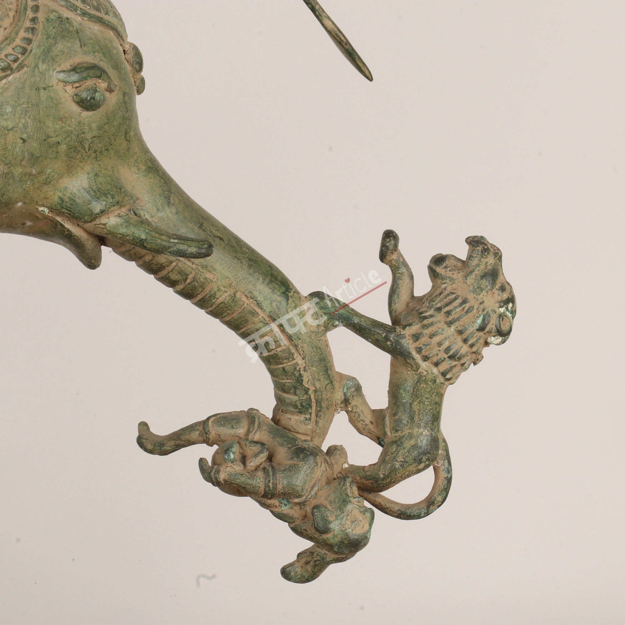 Royal Brass Elephant Procession Sculpture on Wheels