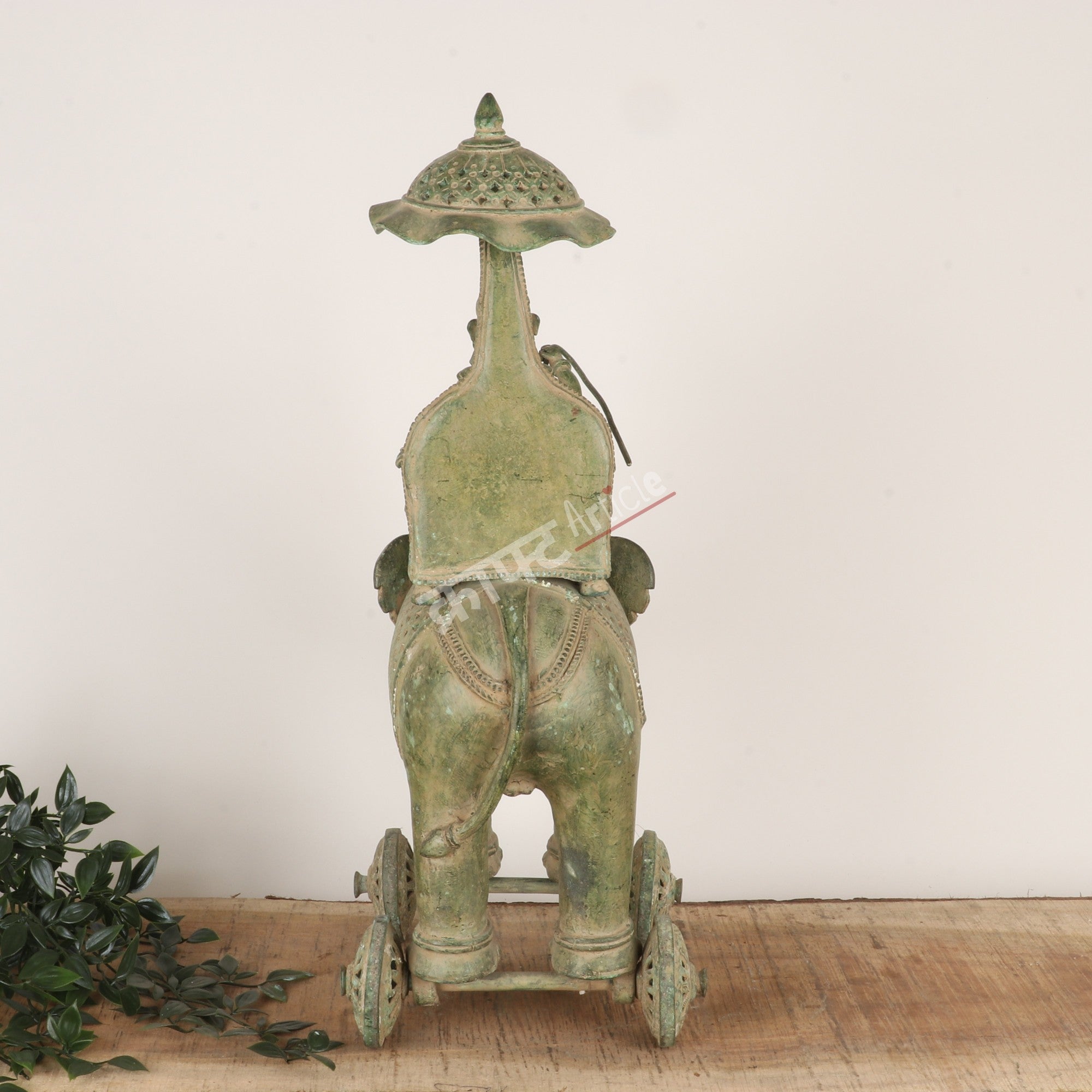 Royal Brass Elephant Procession Sculpture on Wheels