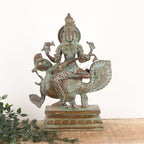Brass Goddess Sarasvati Sculpture – Seated on Peacock