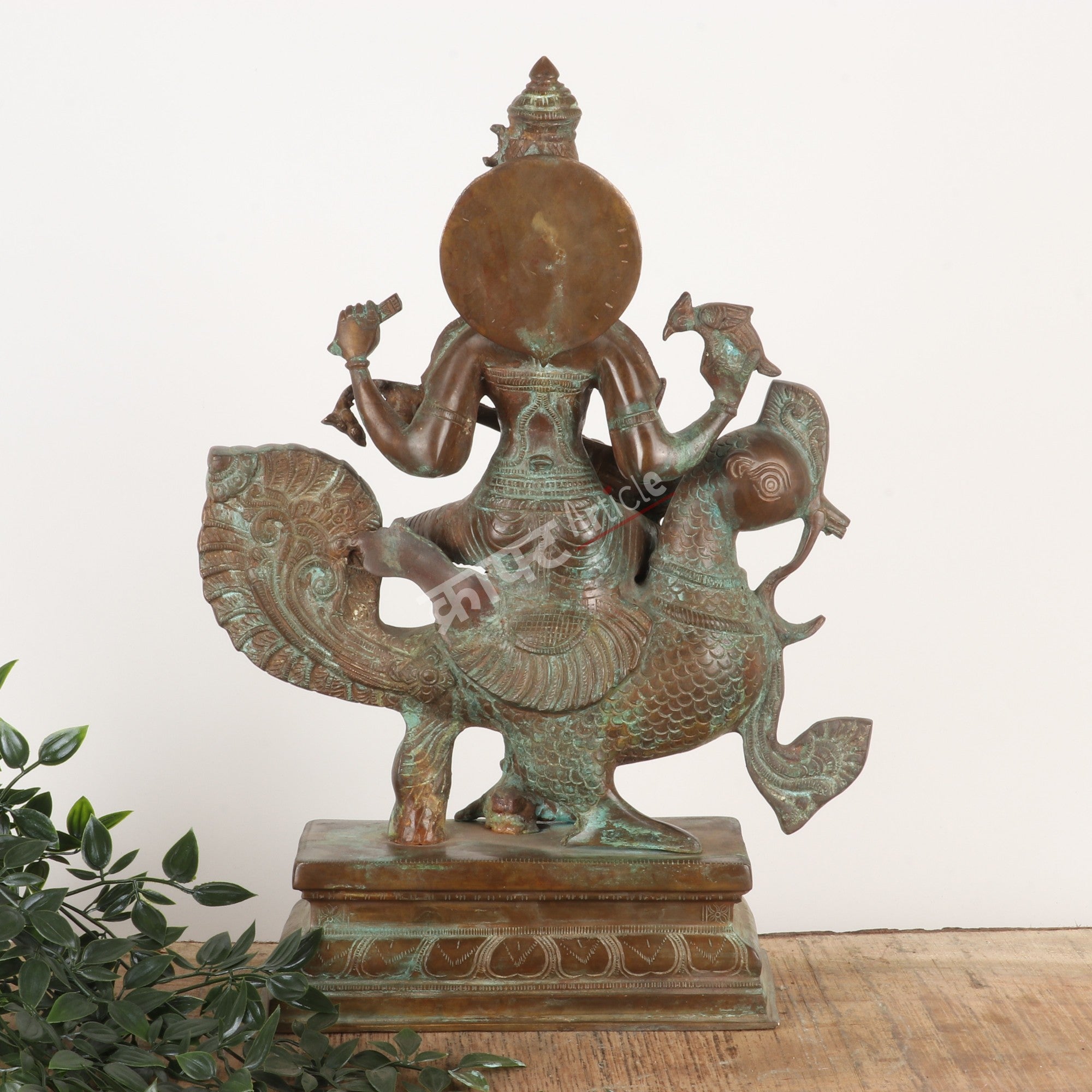 Brass Goddess Sarasvati Sculpture – Seated on Peacock