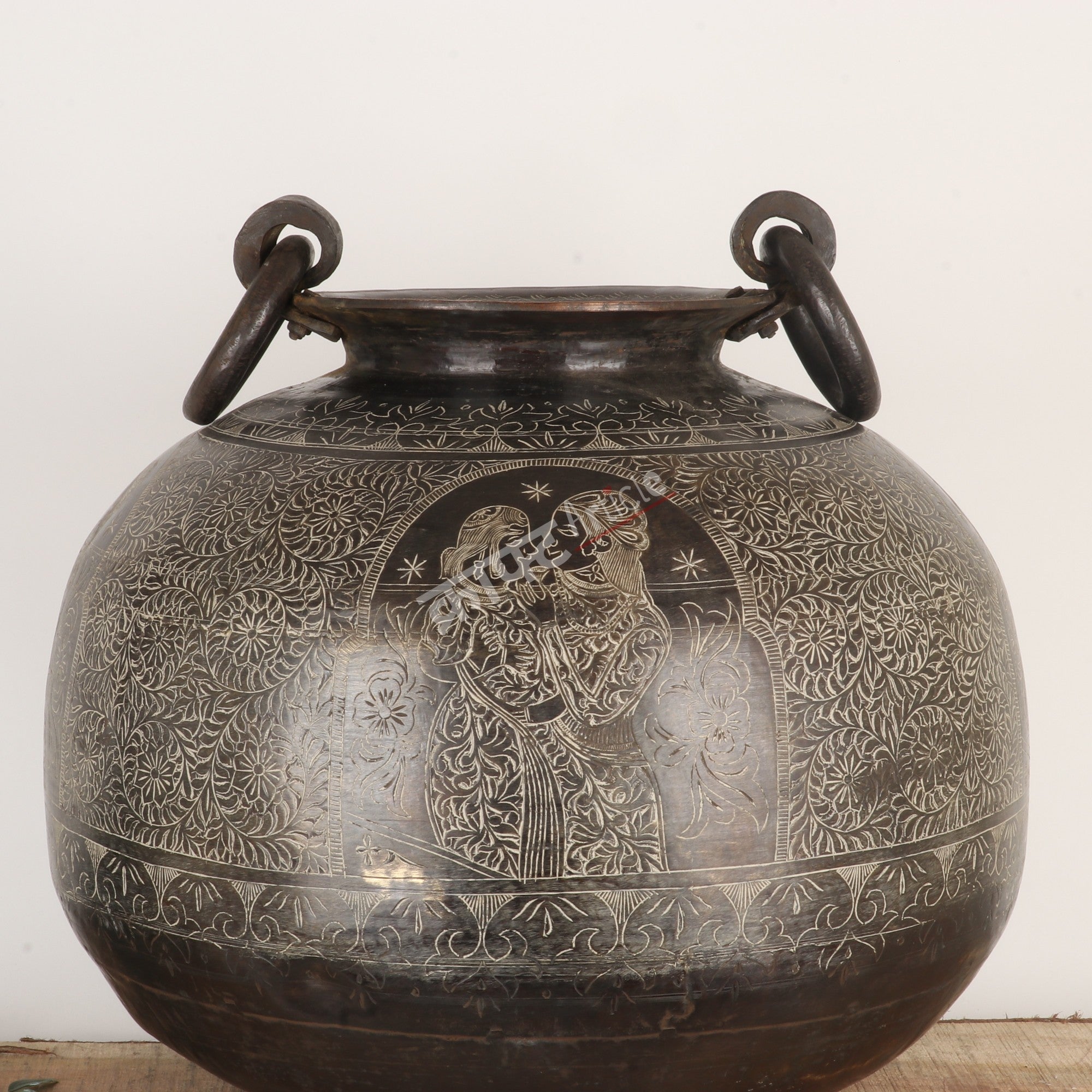 Brass Handcrafted Décor Planter Vintage Black