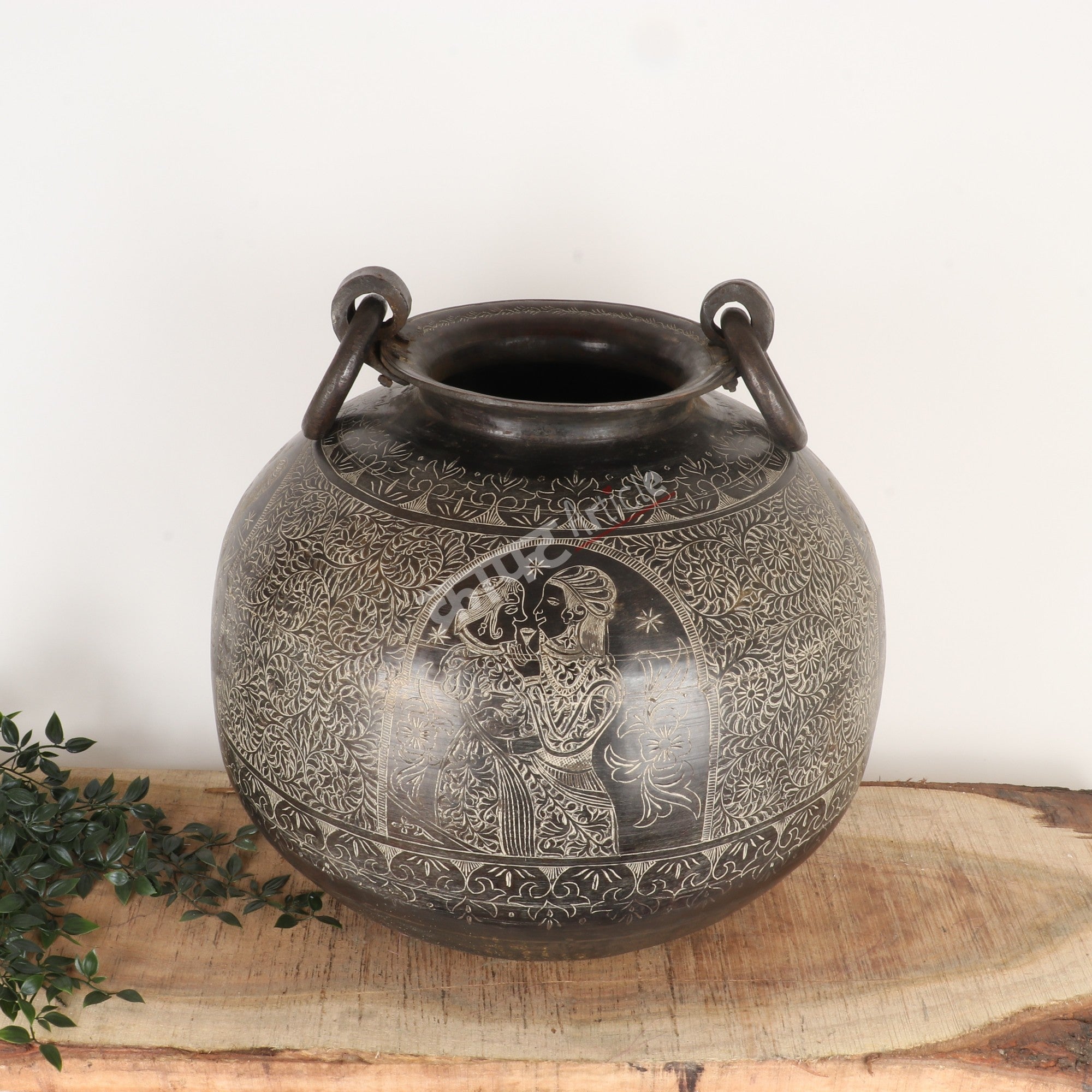 Brass Handcrafted Décor Planter Vintage Black