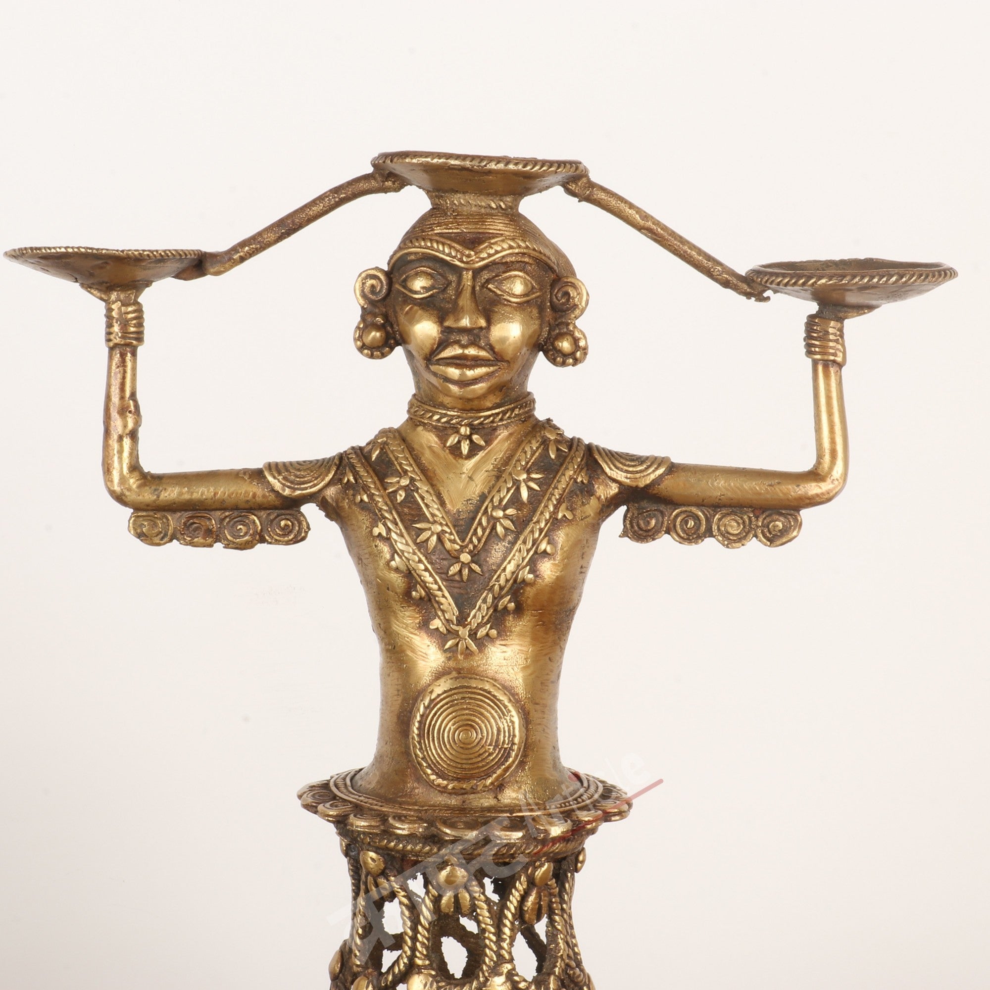 Traditional Tribal Brass Lamp Stand (Dokra Art)