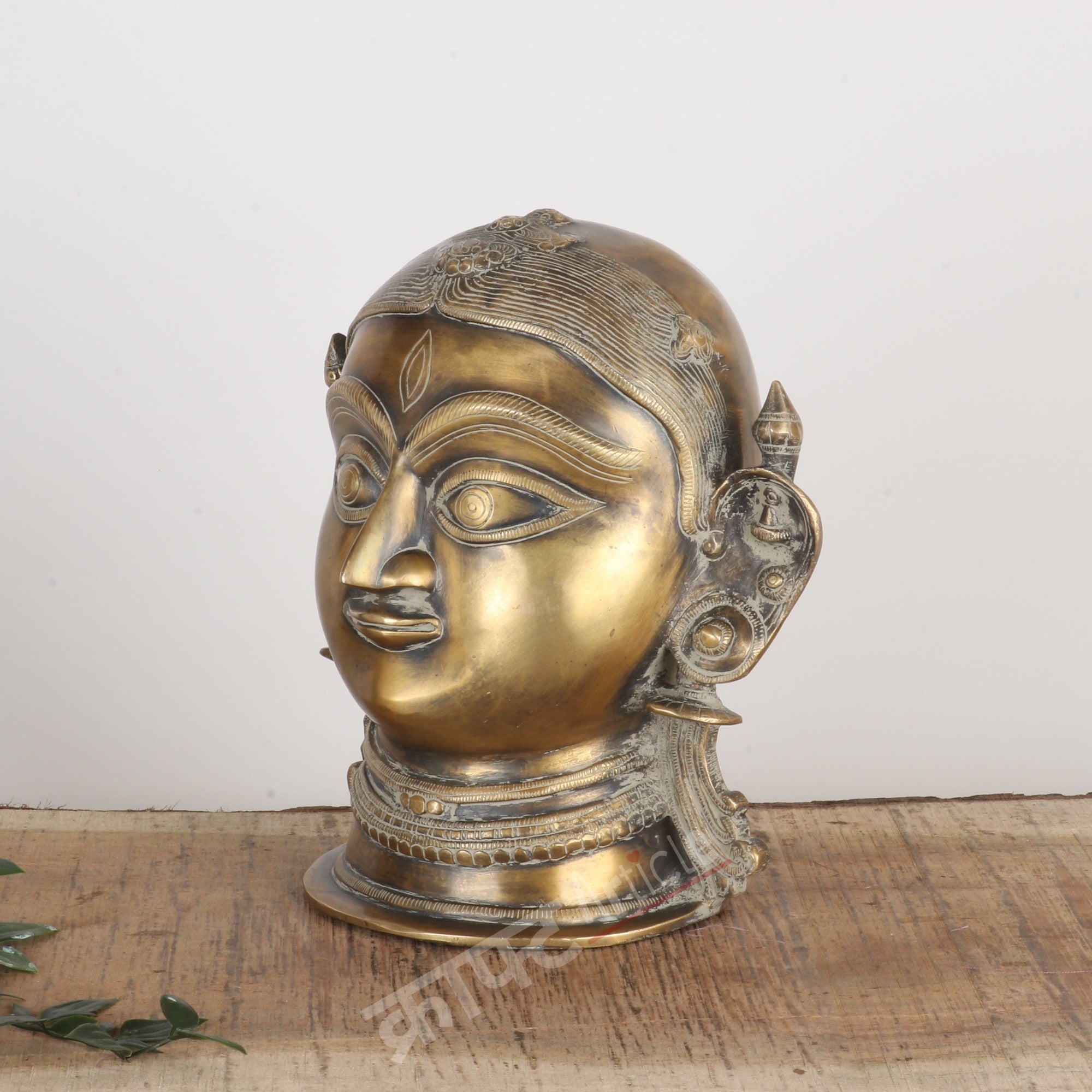 Brass Gauri Head Sculpture