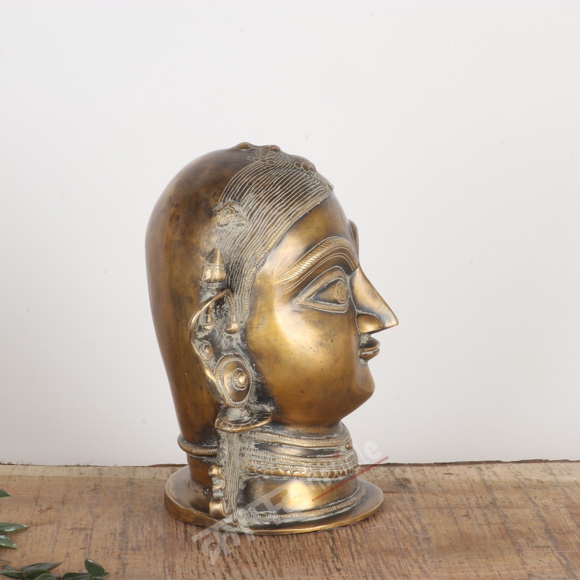 Brass Gauri Head Sculpture