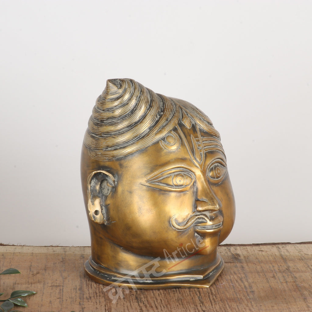 Brass Shiva Gauri Ardhnarisavara Head Sculpture