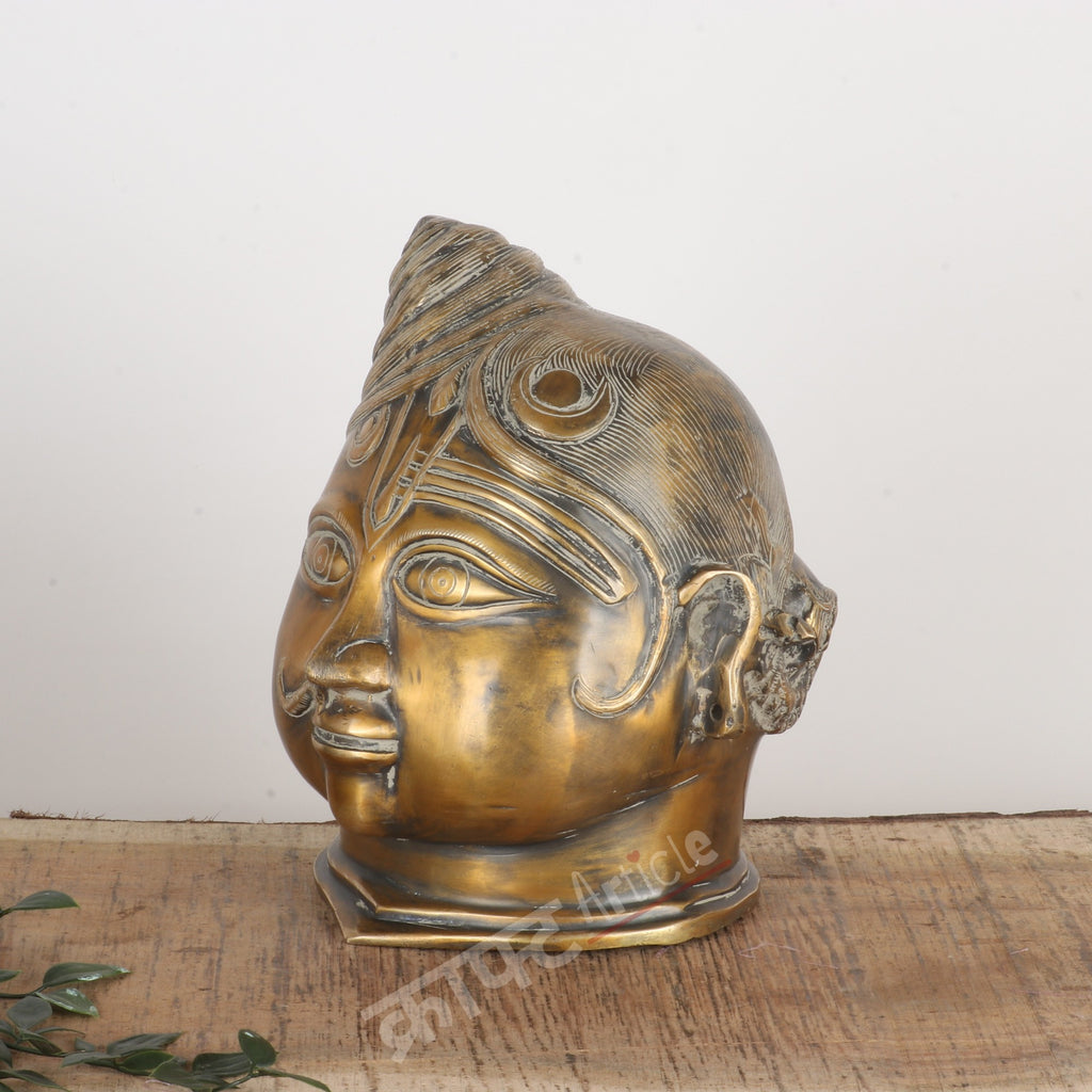 Brass Shiva Gauri Ardhnarisavara Head Sculpture