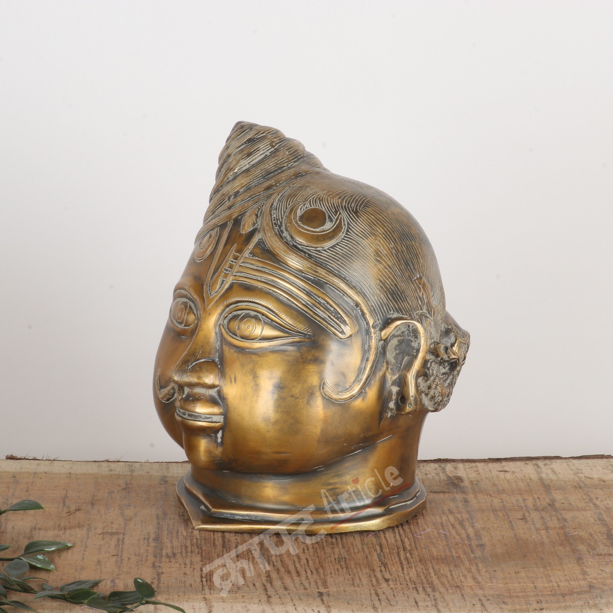 Brass Shiva Gauri Ardhnarisavara Head Sculpture
