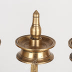 Traditional Brass Three-Wick Oil Lamp (Deepam Diya) 14"