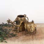 Tribal Brass Monkey-Form Ritual Vessel