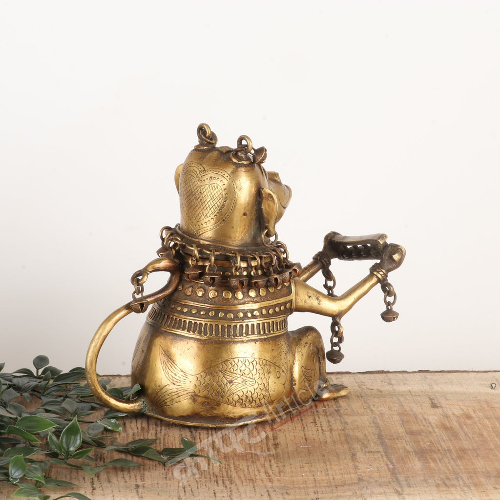 Tribal Brass Monkey-Form Ritual Vessel
