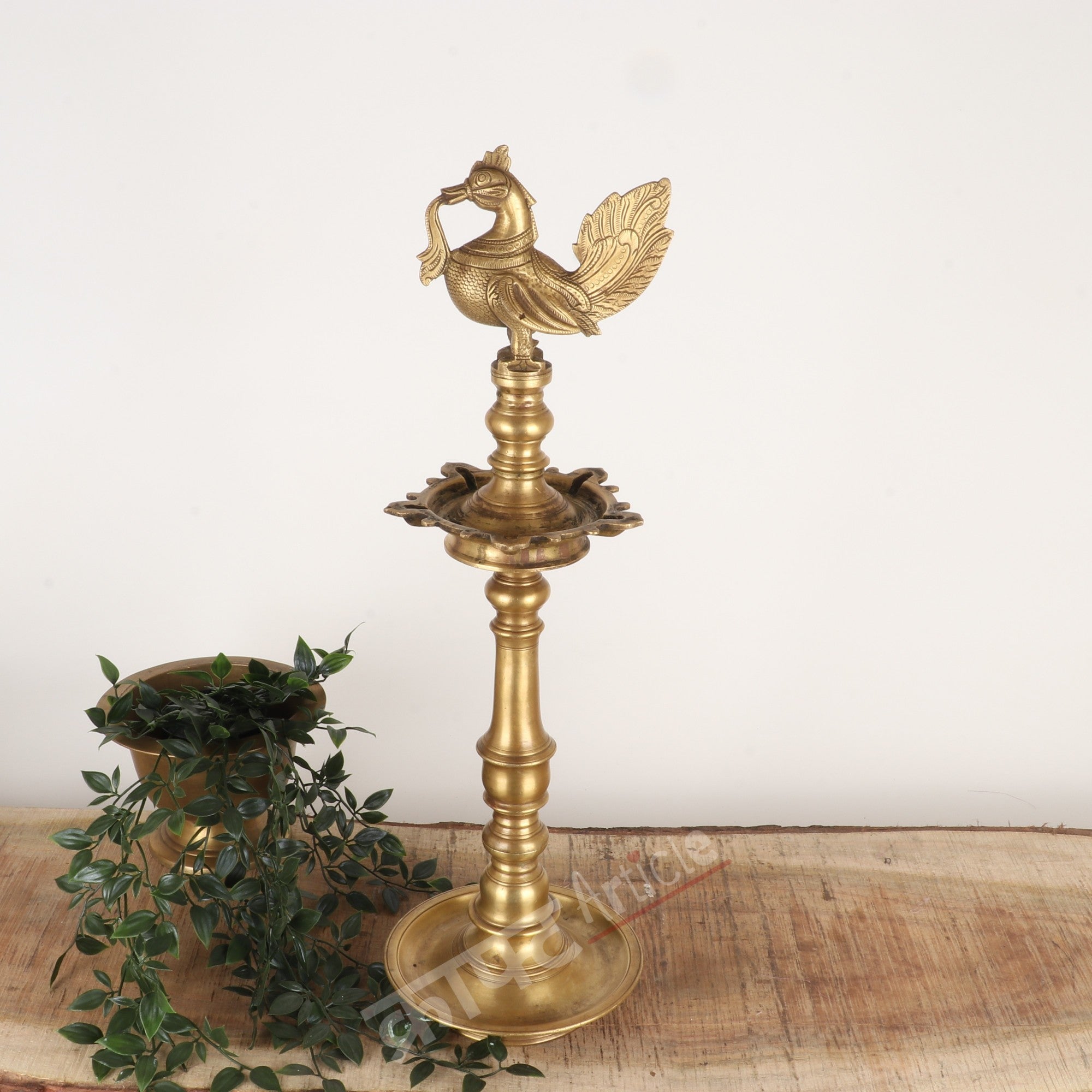 Traditional Oil Lamp (Peacock Diya) 24"