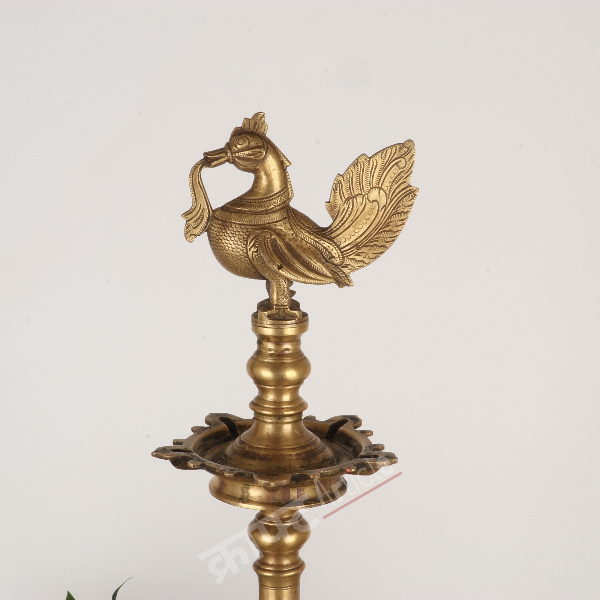 Traditional Oil Lamp (Peacock Diya) 24"