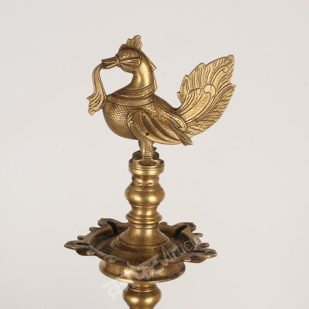 Traditional Oil Lamp (Peacock Diya) 24"