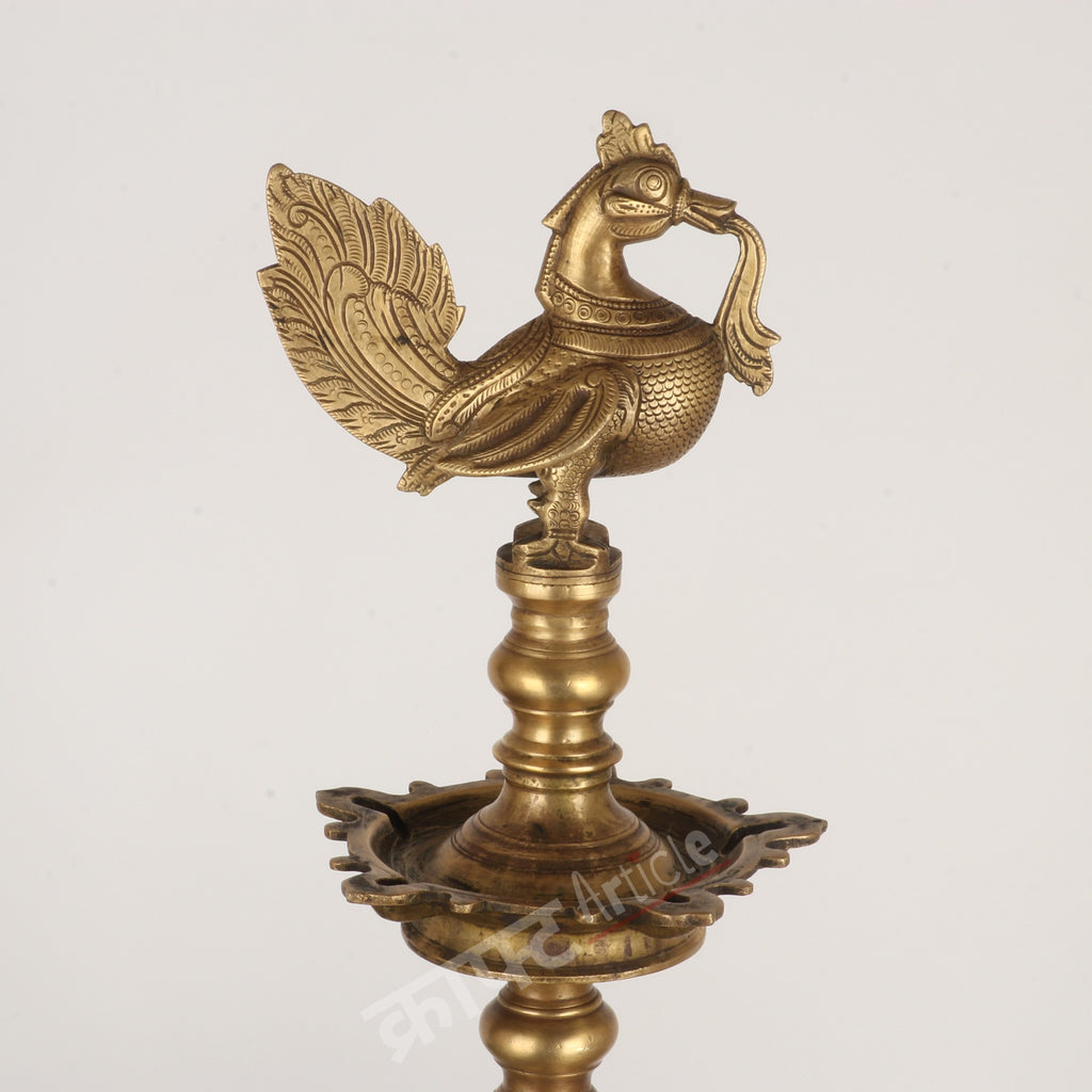 Traditional Oil Lamp (Peacock Diya) 24"
