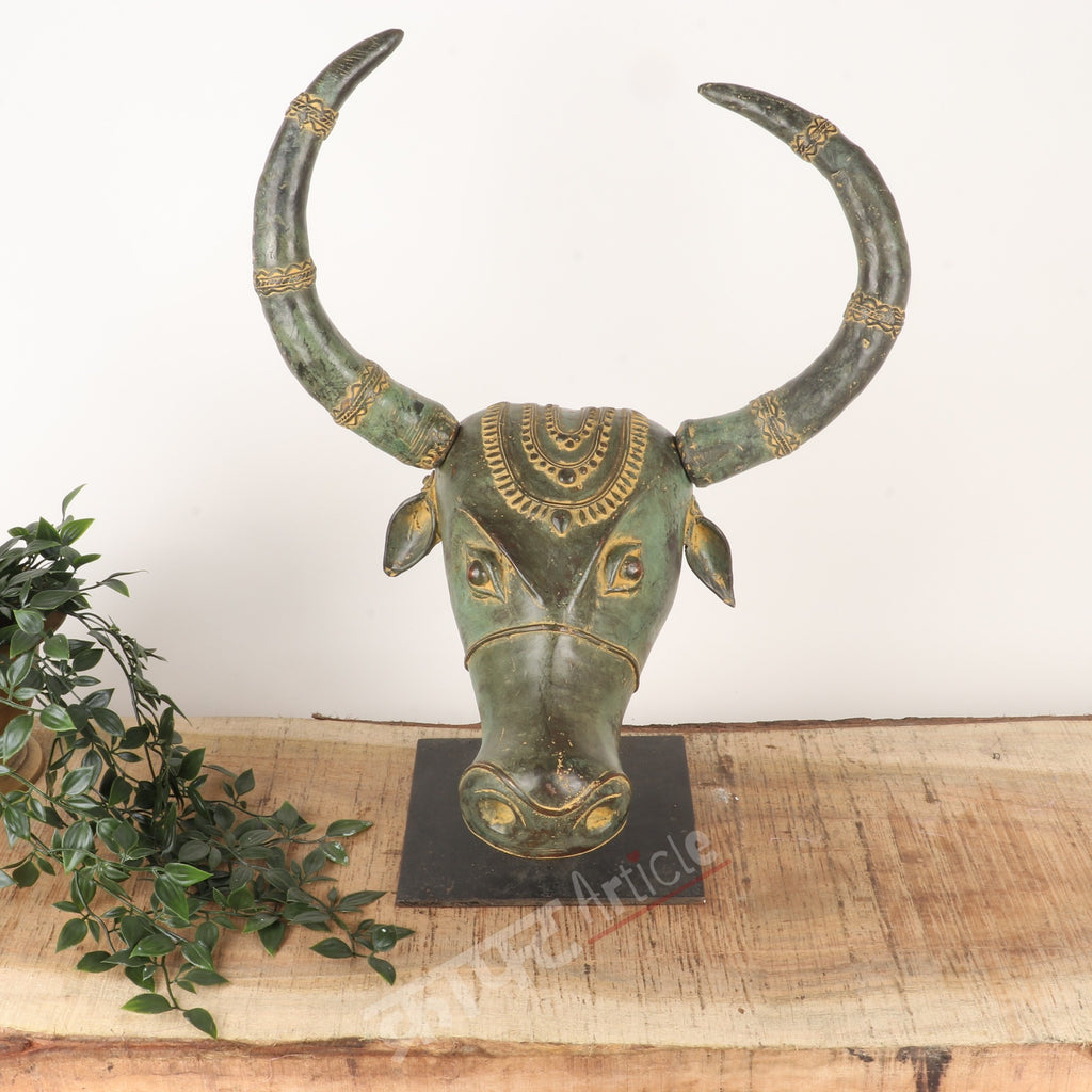 Handcrafted Brass Bull Head Wall Sculpture
