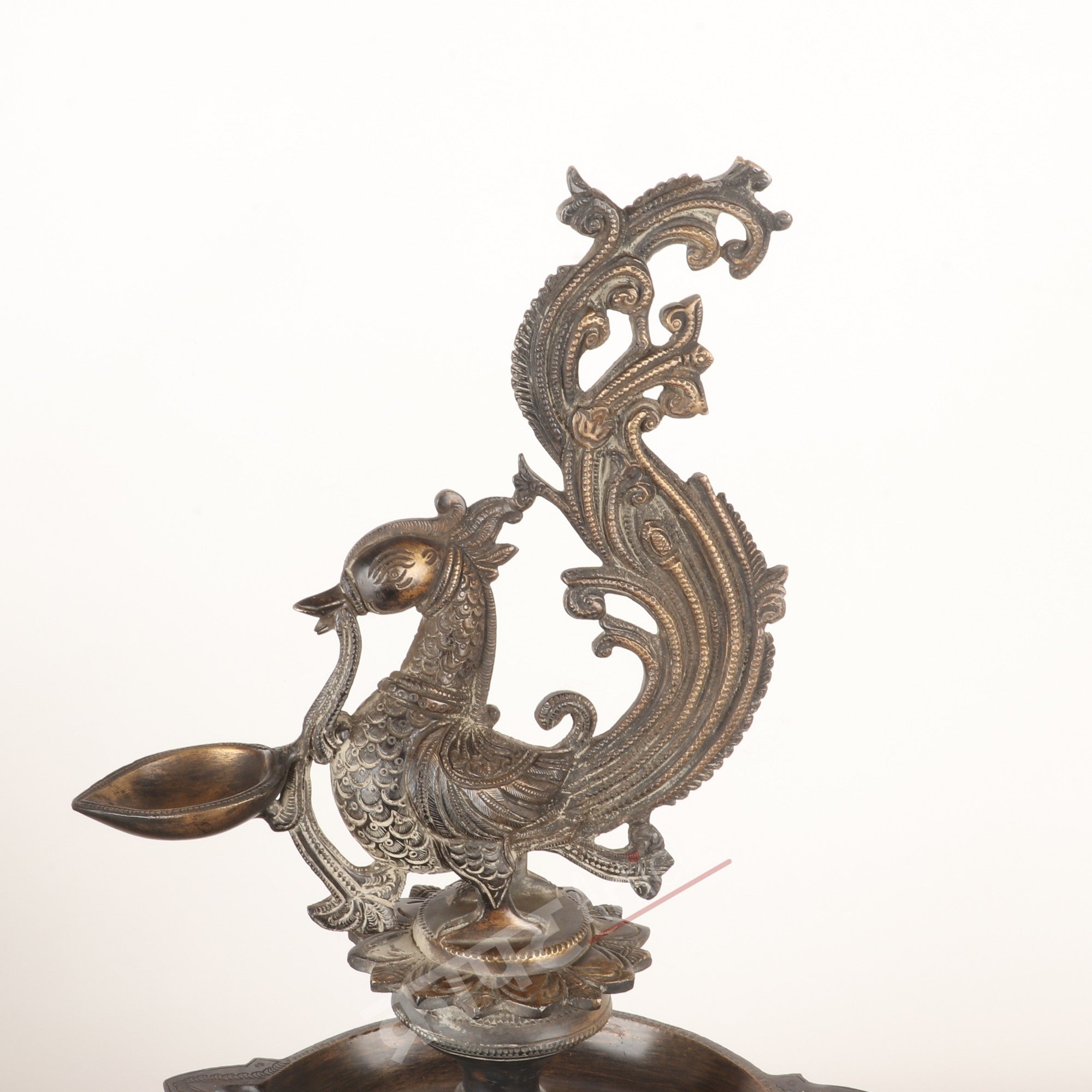 Traditional Oil Lamp (Peacock Diya) 16"