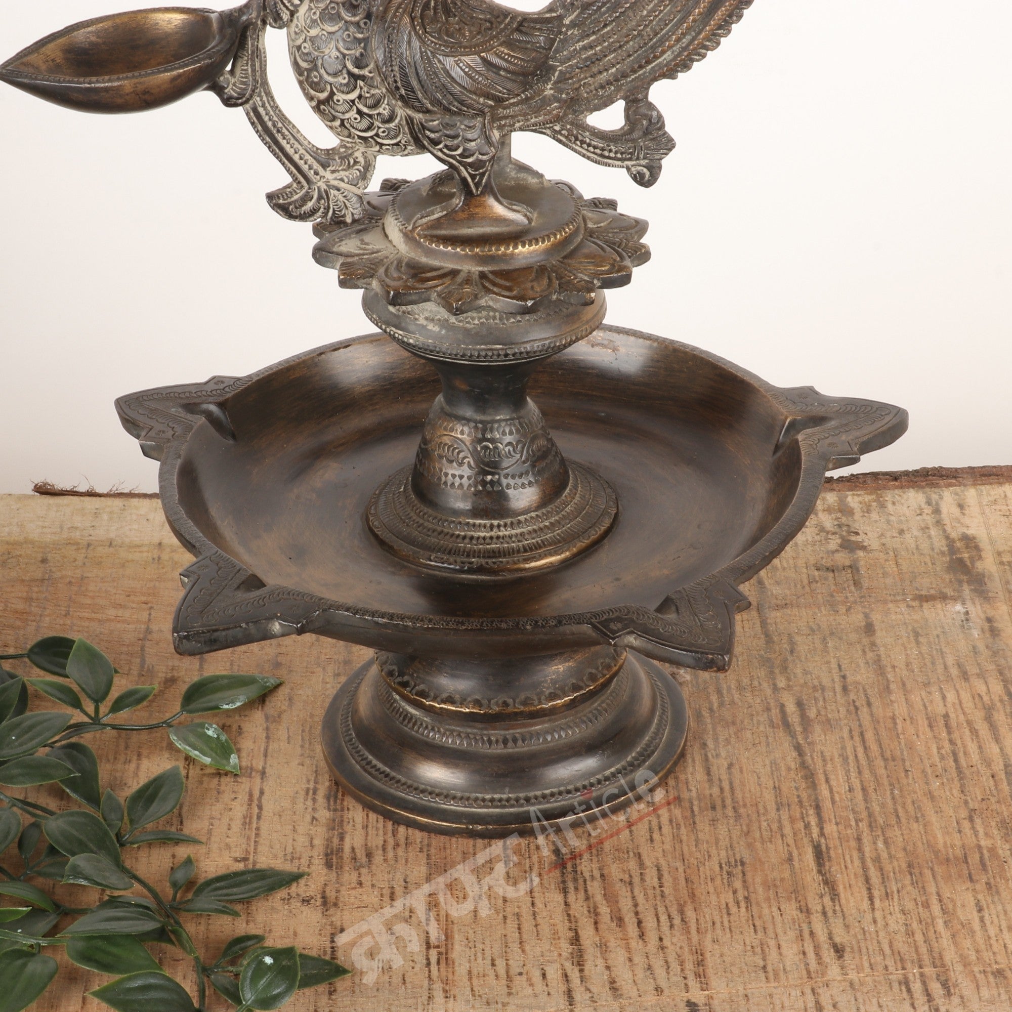 Traditional Oil Lamp (Peacock Diya) 16"