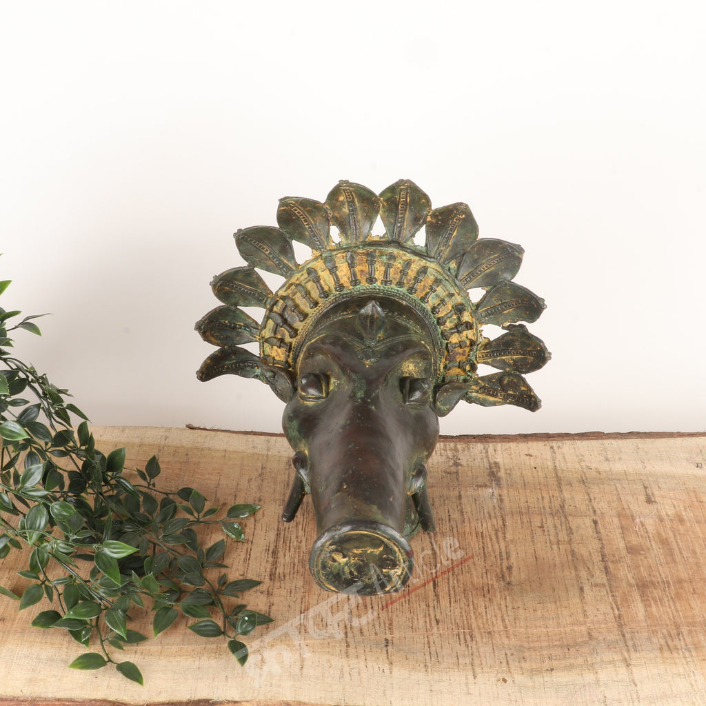 Brass Varaha Mask Wall Décor Accent