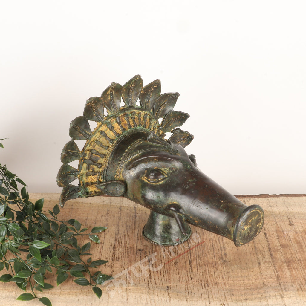 Brass Varaha Mask Wall Décor Accent