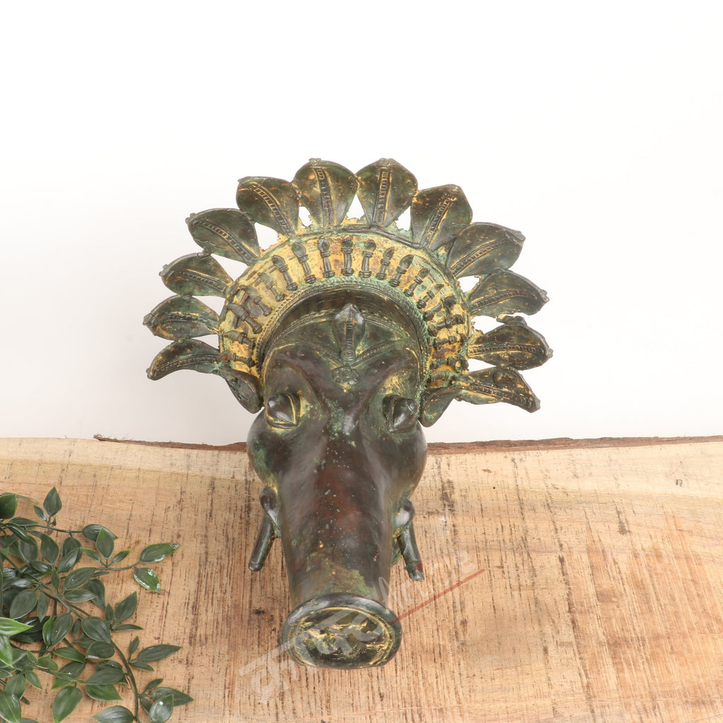 Brass Varaha Mask Wall Décor Accent