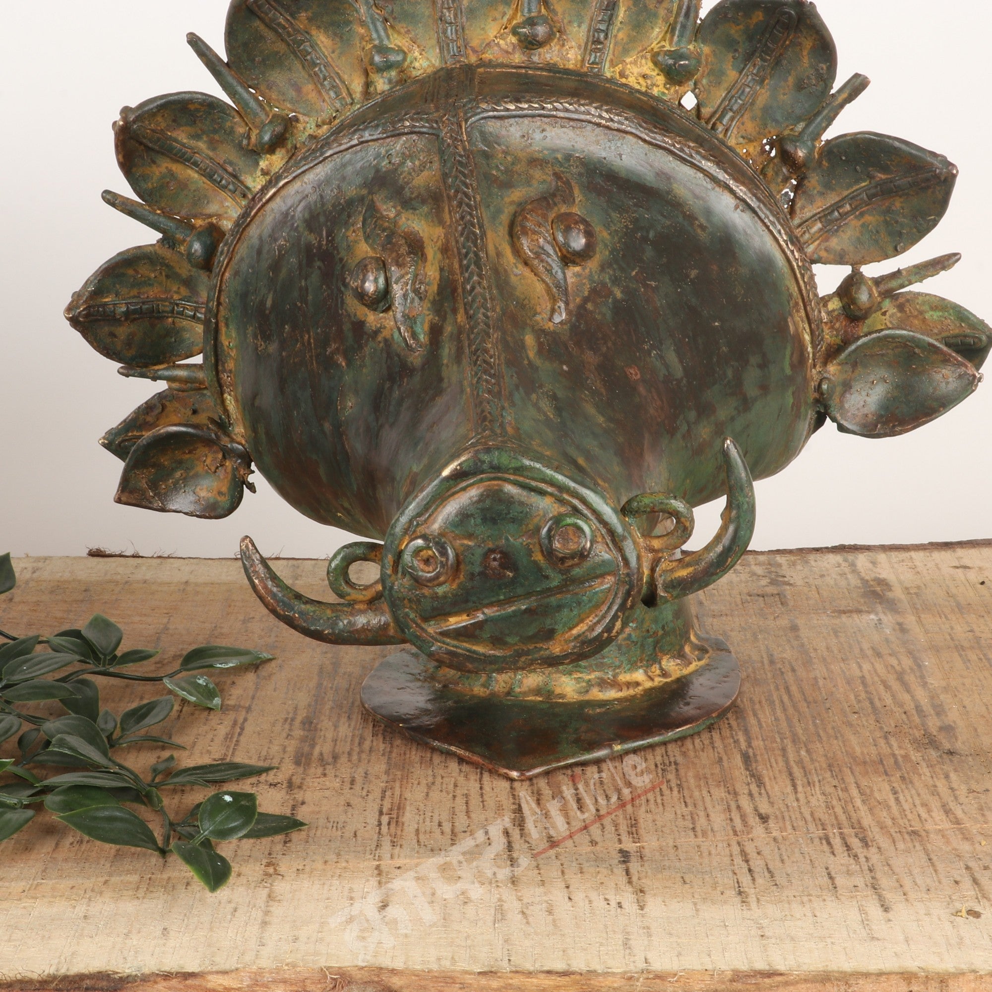 Brass Vintage Varaha Mask Wall Décor Accent