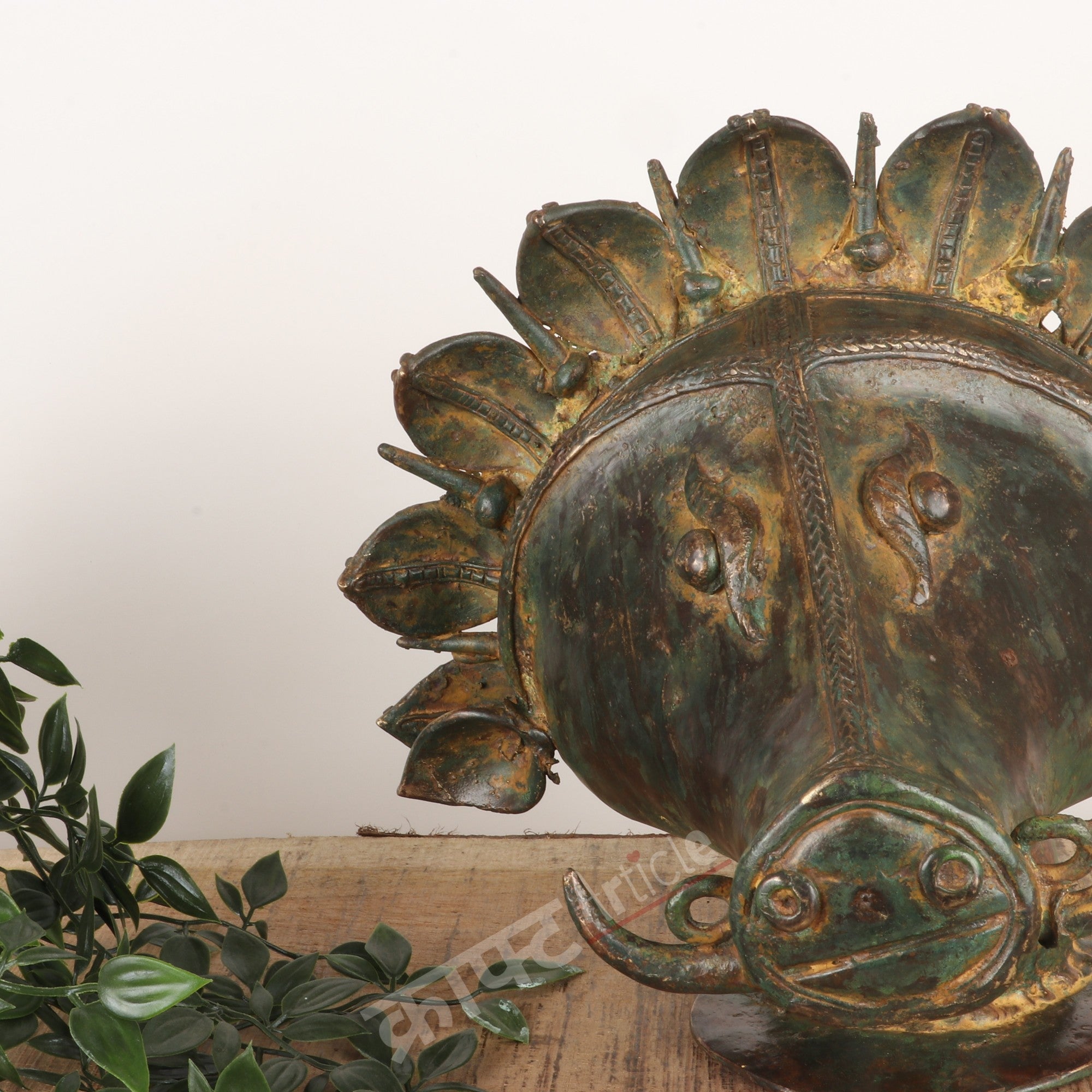 Brass Vintage Varaha Mask Wall Décor Accent
