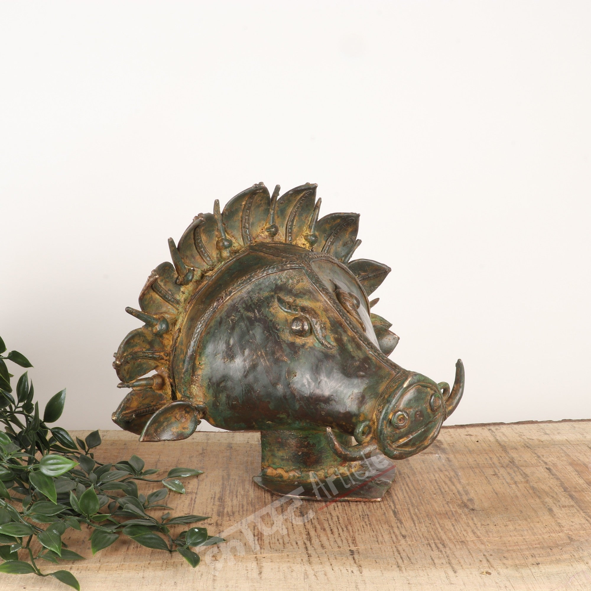 Brass Vintage Varaha Mask Wall Décor Accent