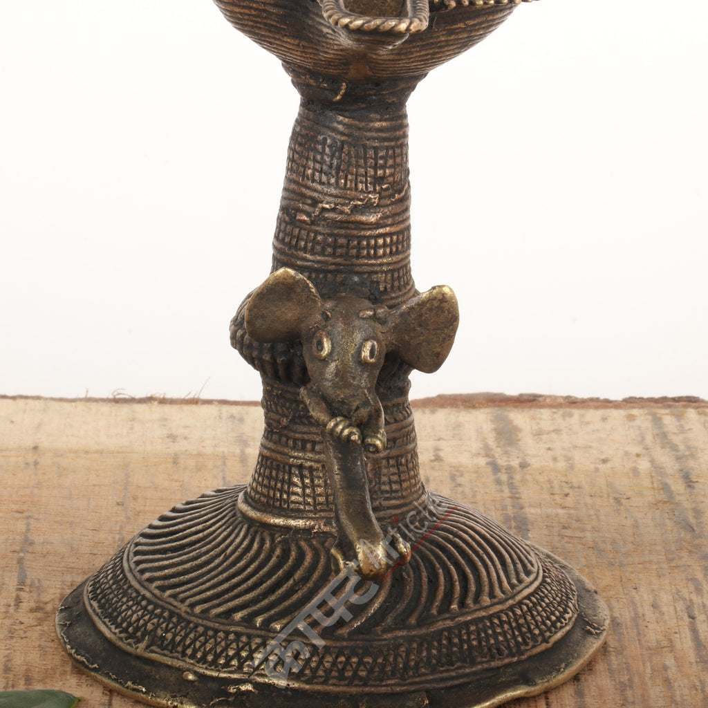 Tribal Brass Lamp Stand (Dokra Art)
