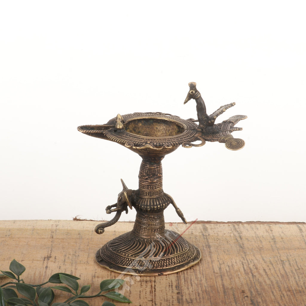 Tribal Brass Lamp Stand (Dokra Art)